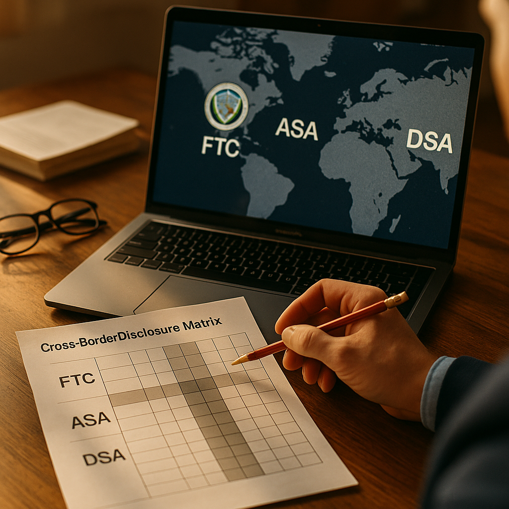 Cross-Border Disclosure Matrix: FTC, ASA, and DSA Rules Mapped
