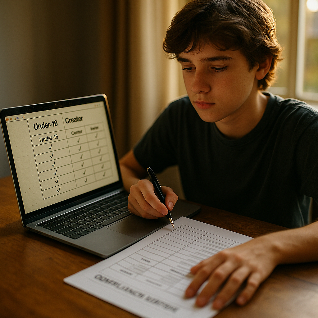 Under-16 Creator Compliance Matrix for UK and Australia Rules