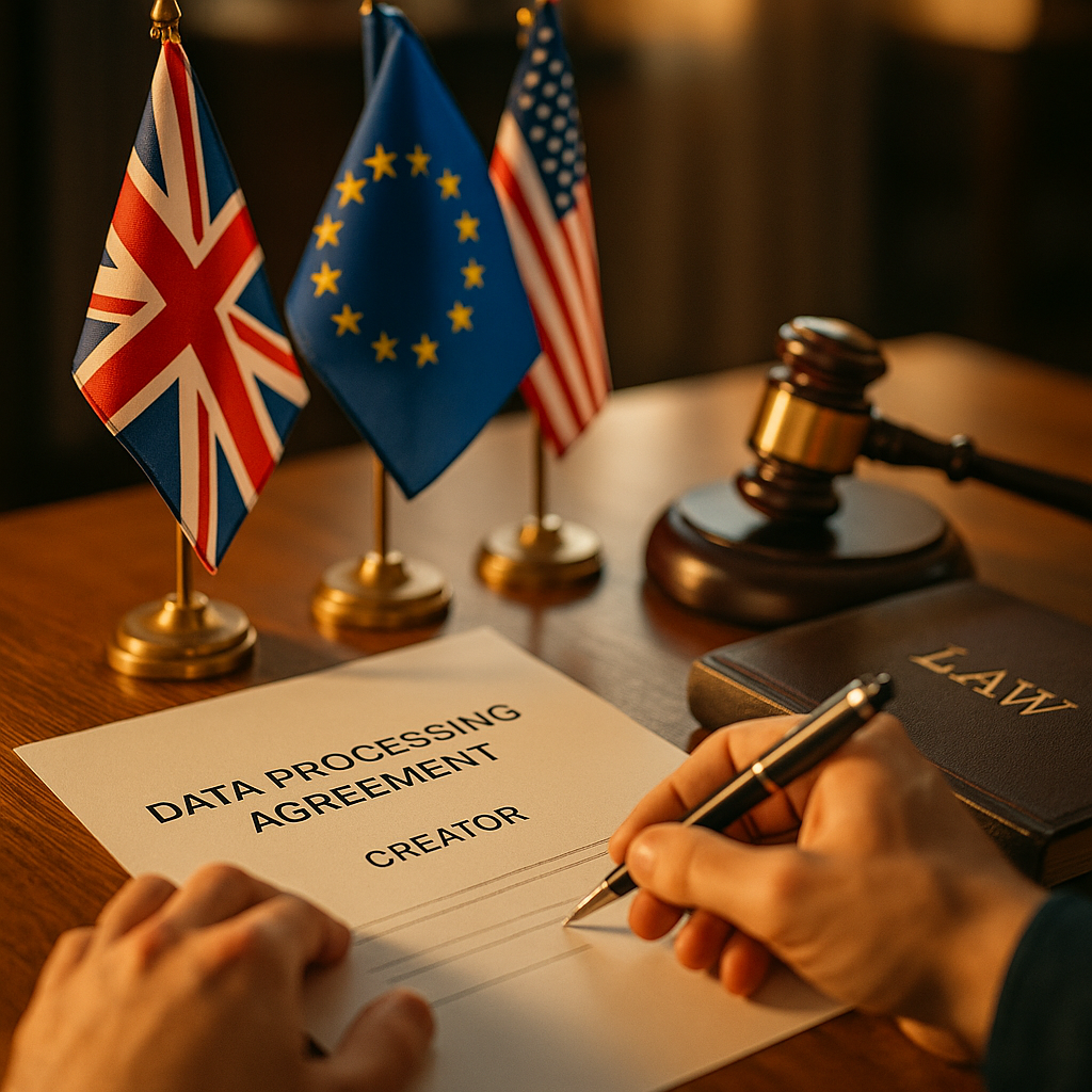 One Creator Data Processing Agreement for UK, EU, and US Law