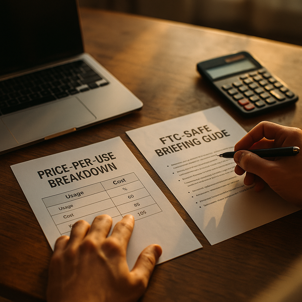 Price-Per-Use Breakdown Format, an FTC-Safe Briefing Guide