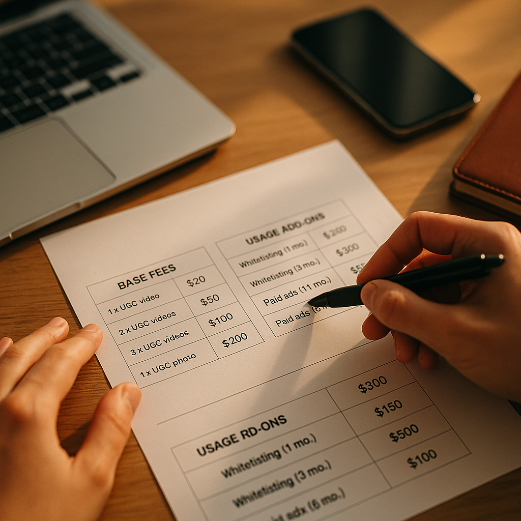 UGC Rate Card Template: Base Fees vs Usage Add-Ons
