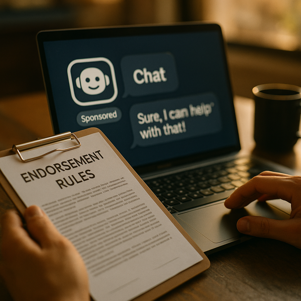 FTC Endorsement Rules for AI Chatbot Sponsored Content