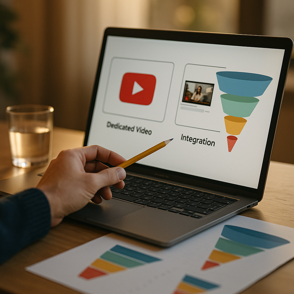 YouTube Dedicated Video vs Integration by Funnel Stage