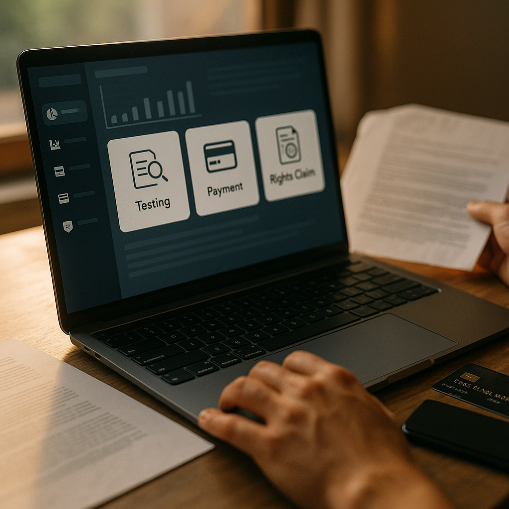 One Dashboard Platforms, Testing Briefing, Payment, and Rights Claims