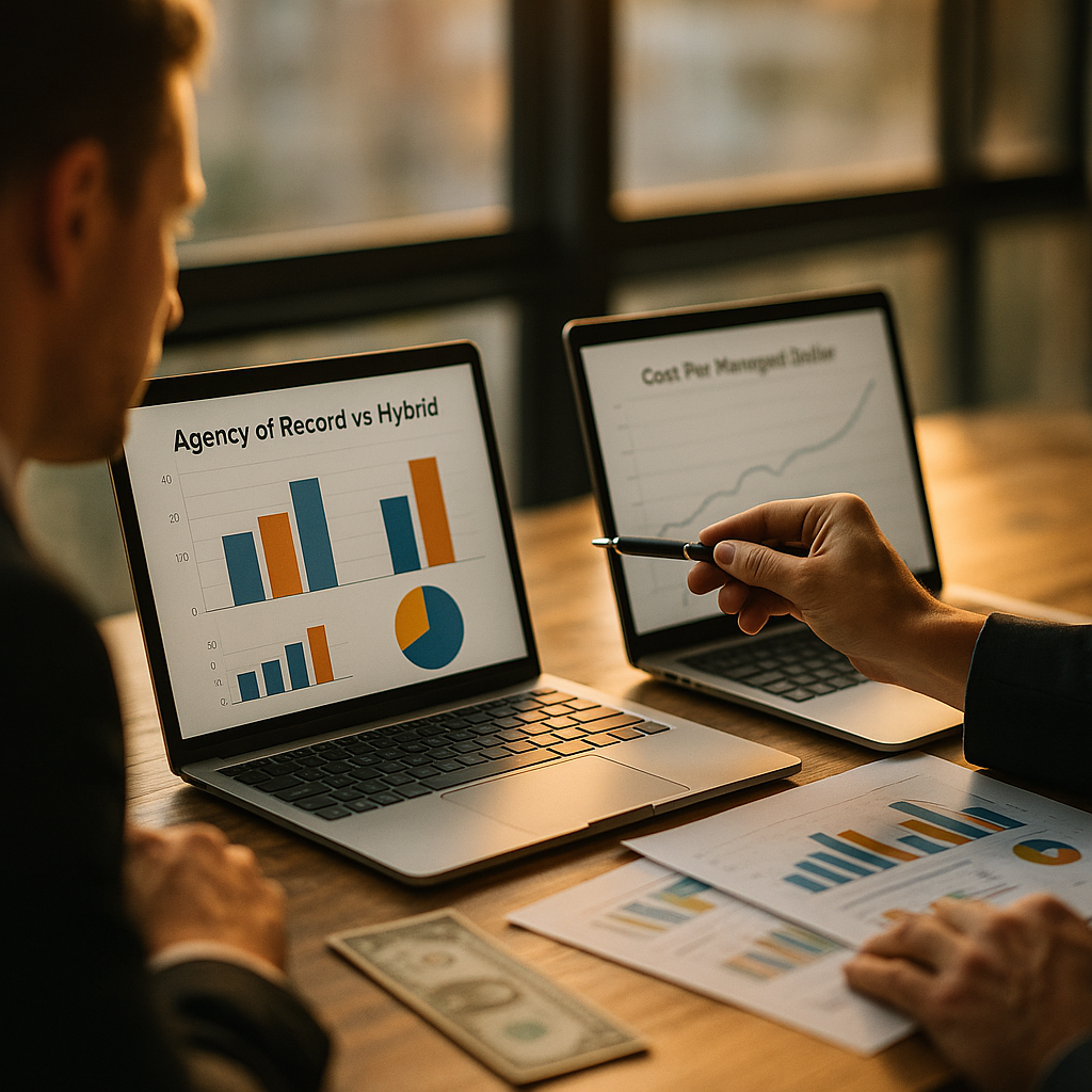 Agency of Record vs Hybrid, Cost Per Managed Dollar